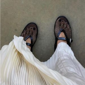 NIB Source Unknown Mary Jane Mesh Ballet Flats 8.5 Black